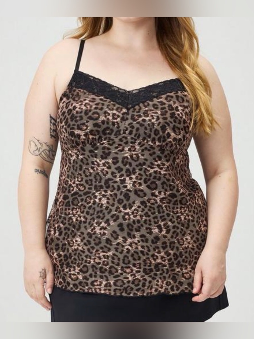 Torrid 4X Lace Sweetheart Leopard Print Cami Lace Trimming